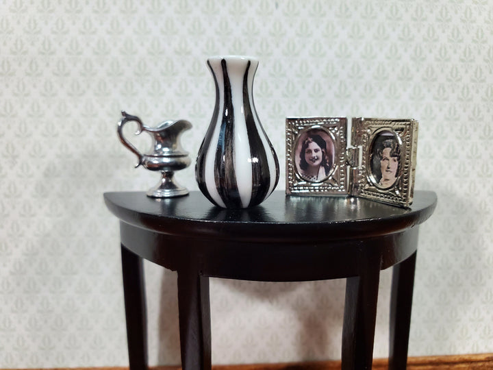 Dollhouse Black & White Vase Ceramic LARGE Modern Use in 1:12 or 1/6 Scale