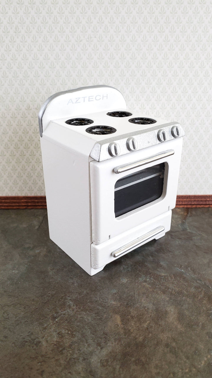 Dollhouse Miniature Kitchen Oven Stove 1950s Style AZTEC 1:12 Scale White