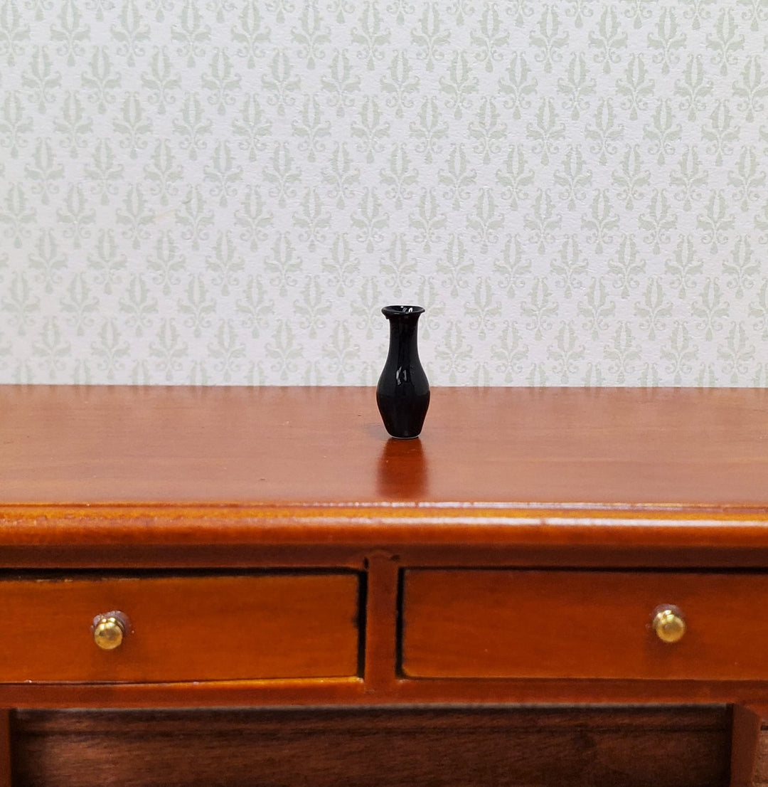 Dollhouse HALF SCALE Tiny Glass Bud Vase Black 1:24 Miniature