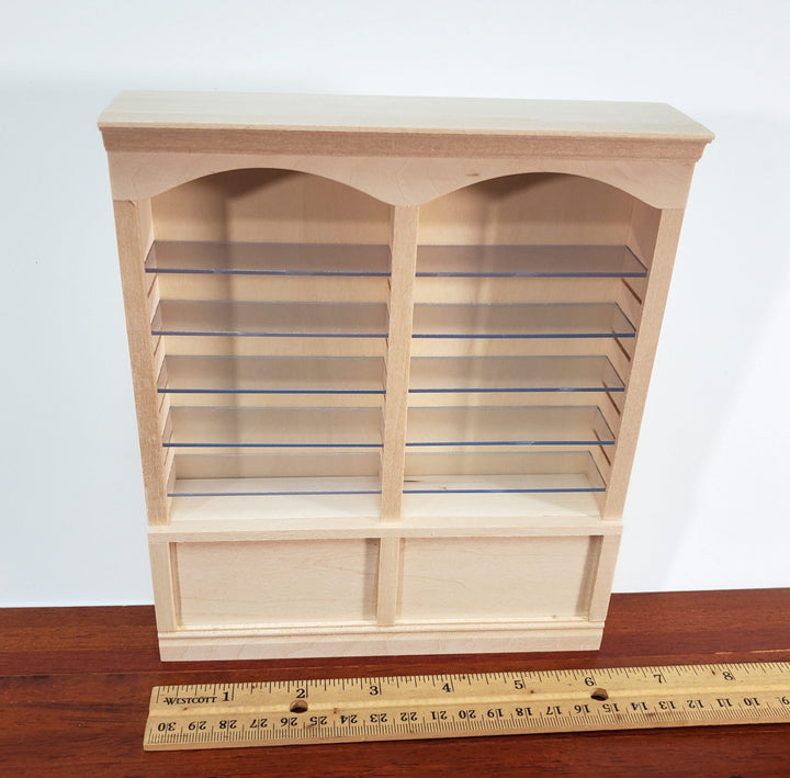 Dollhouse Bookshelf or Shop Shelves 2 Bay 10 Adjustable Shelves 1:12 Scale Furniture Unpainted Unfinished