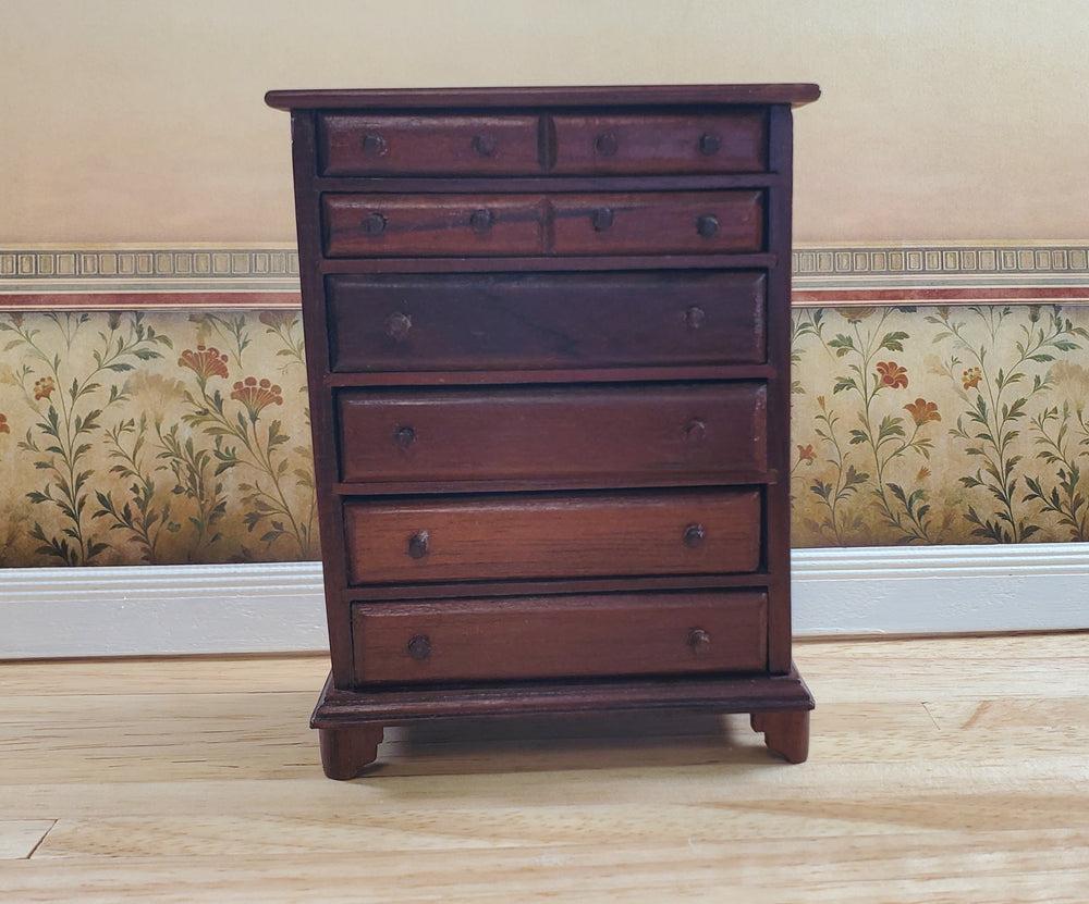 Handmade Dollhouse 6 Drawer Dresser Tall Wood Vintage Piece