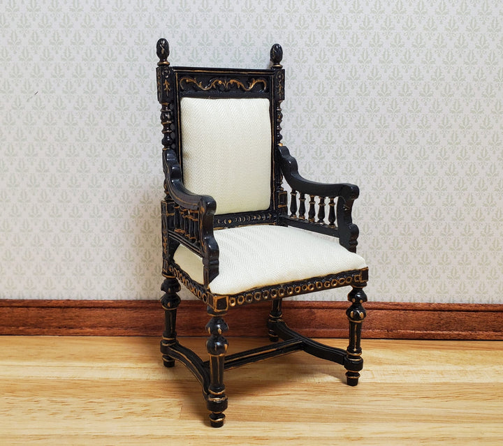 Dollhouse Black & Gold Chair 1:12 Scale Furniture Hansson