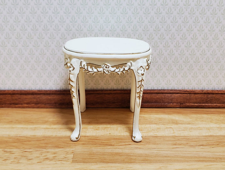 Dollhouse Oval Side Table Vintage Hansson Miniatures 1:12 Scale Cream Finish