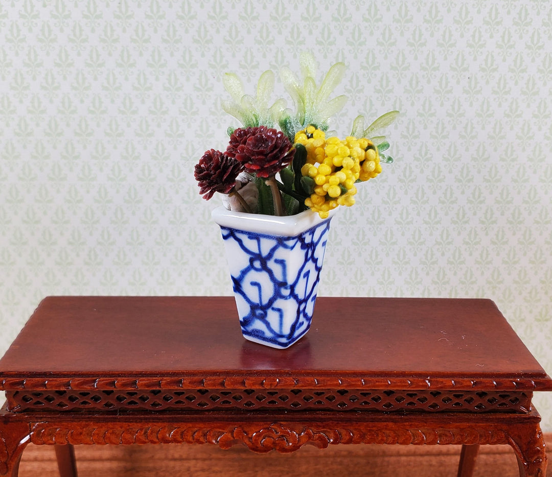Dollhouse Tall Vase for Flowers Trellis Motif Ceramic 1:12 Scale Miniature
