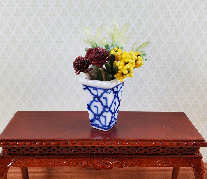 Dollhouse Tall Vase for Flowers Trellis Motif Ceramic 1:12 Scale Miniature