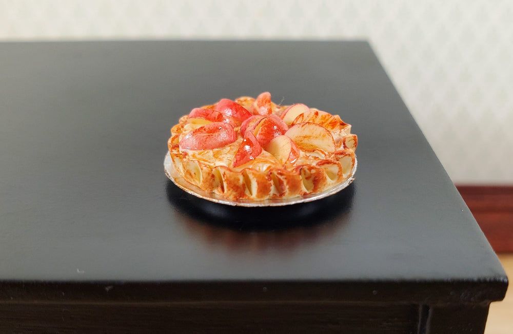 Dollhouse Peach Pie in Tin 1:12 Scale Miniature Kitchen Food Bakery