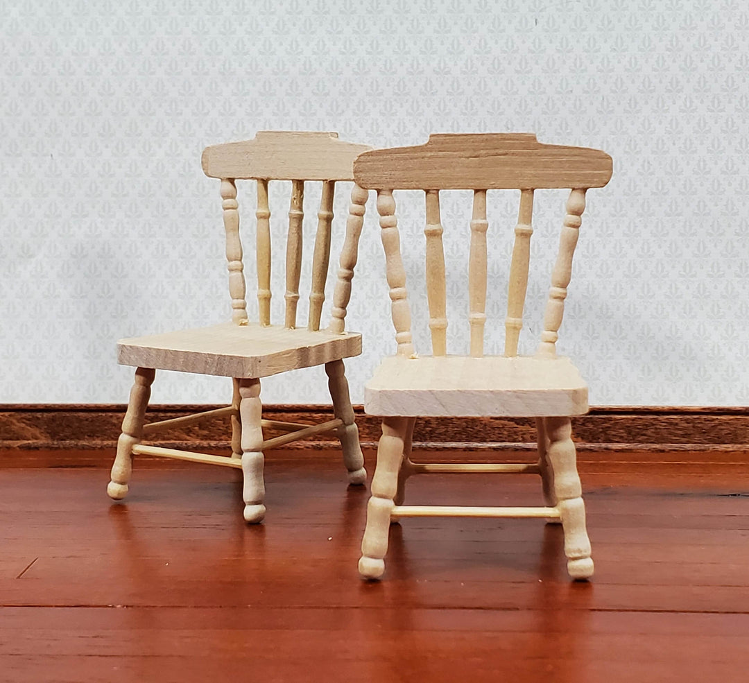 Dollhouse Chairs Spindle Back x2 Unpainted Wood 1:12 Scale Miniature Furniture