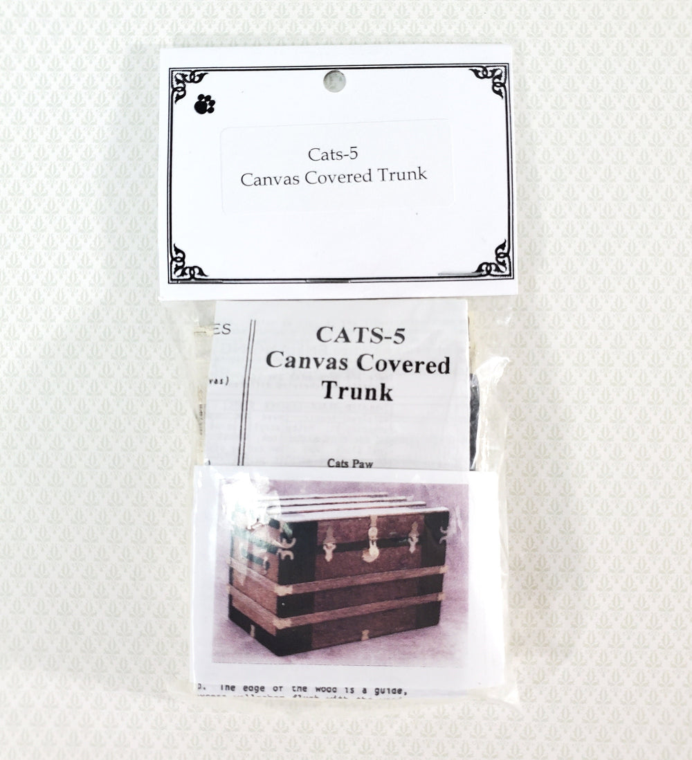 Dollhouse Miniature Trunk Kit Canvas Cover Chest Antique Style 1:12 Scale Furniture