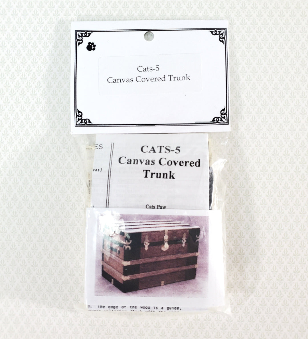 Dollhouse Miniature Trunk Kit Canvas Cover Chest Antique Style 1:12 Scale Furniture