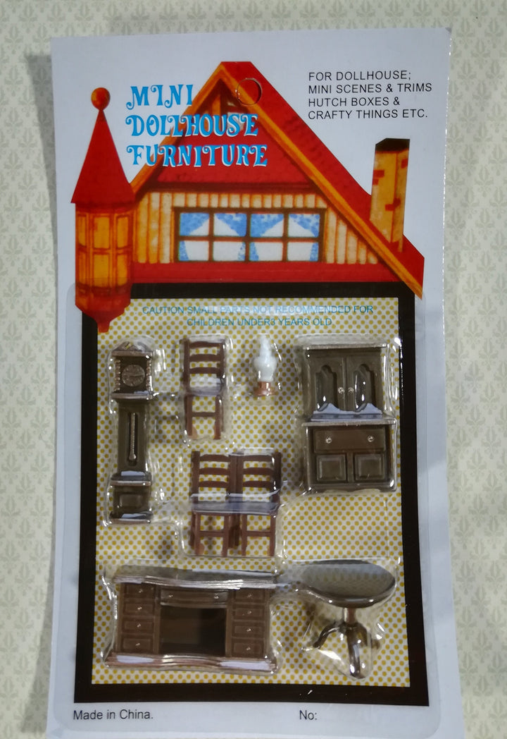 Dollhouse Miniature 1:48 Quarter Scale Dining Room Set Table Chairs Buffet