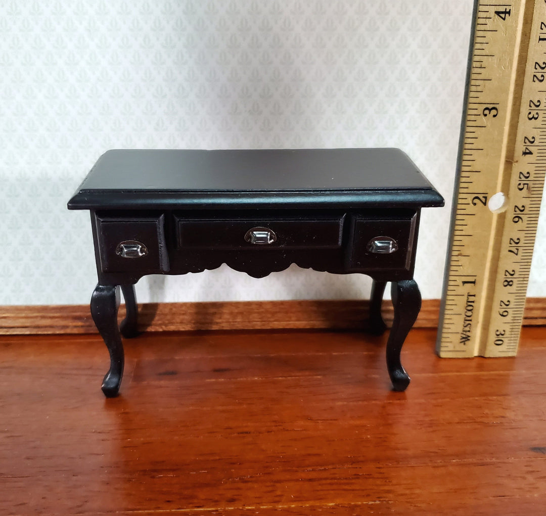 Dollhouse Miniature Vanity Desk with Drawers Wood Black Finish 1:12 Scale Furniture