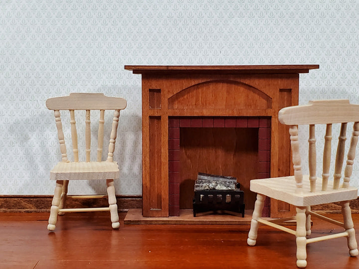 Dollhouse Chairs Spindle Back x2 Unpainted Wood 1:12 Scale Miniature Furniture