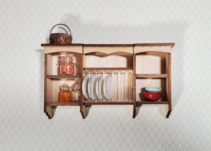 Dollhouse Miniature Plate Rack Hanging Kitchen Shelf DIY KIT 1:12 Scale Cupboard