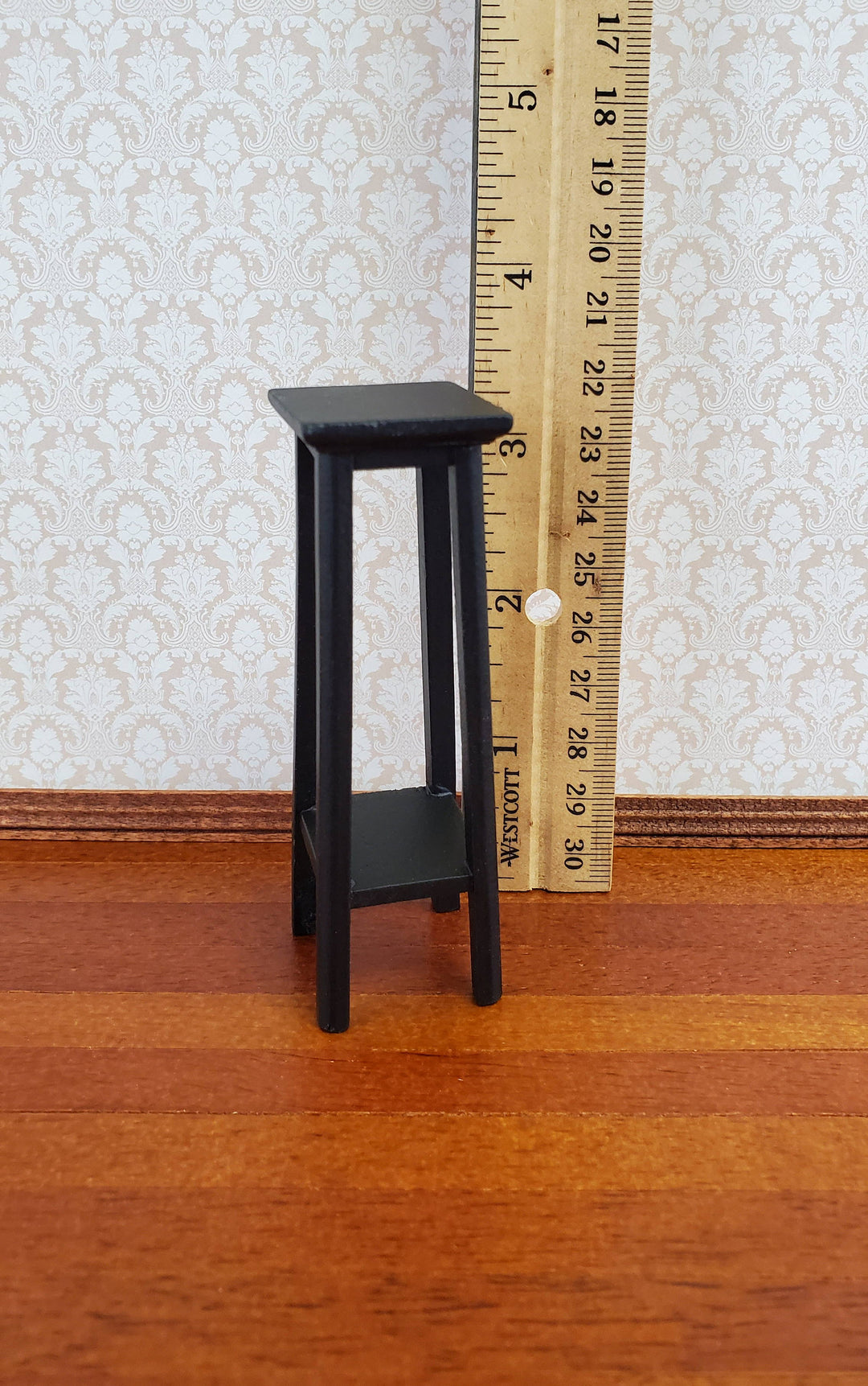Dollhouse Miniature Tall Fern or Plant Stand Wood Black 1:12 Scale Furniture