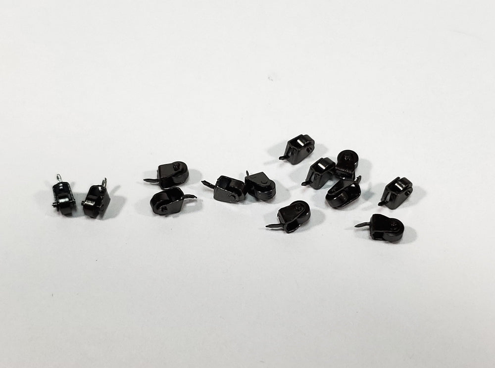 Dollhouse Miniature Wheels Casters Tiny Dark Pewter Working Set of 12 1:12 Scale
