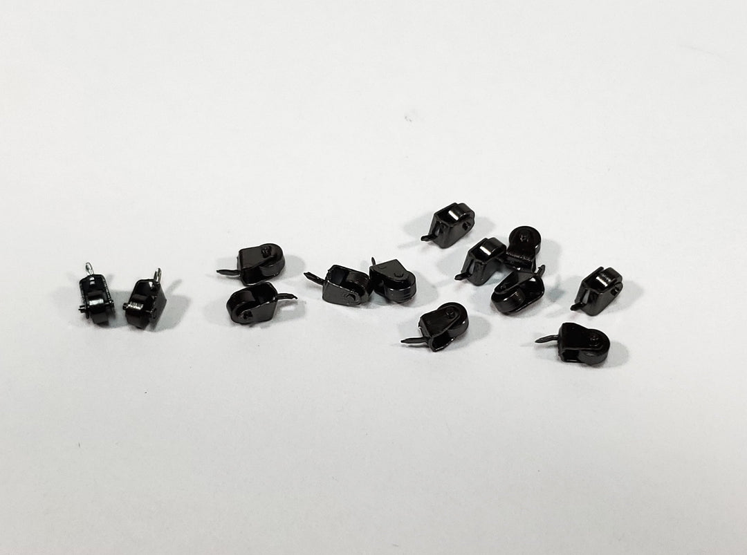 Dollhouse Miniature Wheels Casters Tiny Dark Pewter Working Set of 12 1:12 Scale