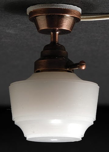 Dollhouse Schoolhouse Light Bronze Base White Shade 1:12 Scale 12 Volt Plug-in