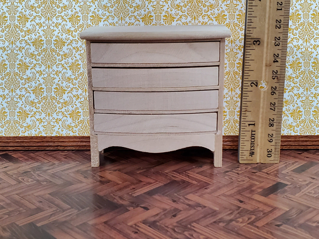 Dollhouse Dresser 4 Drawer Unpainted Wood 1:12 Scale Miniature Furniture