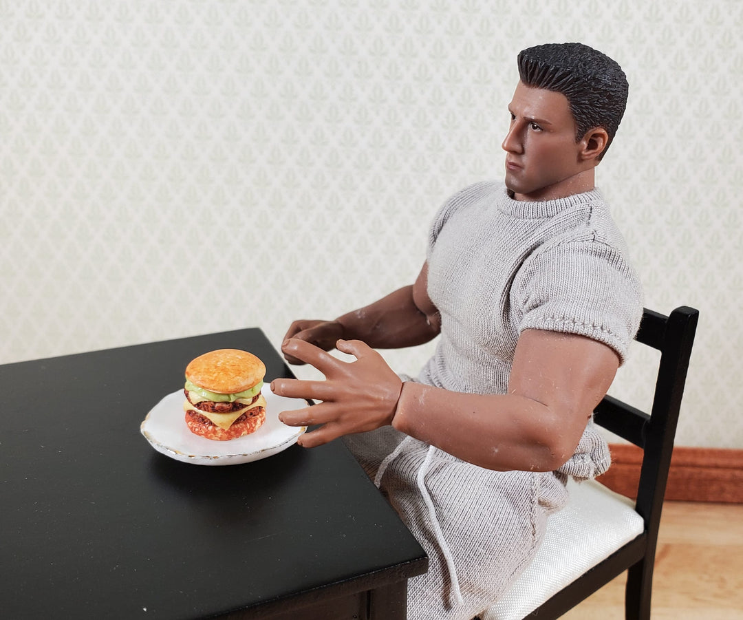 Dollhouse Double Cheeseburger with Lettuce 1:12 Scale Miniature Hamburger