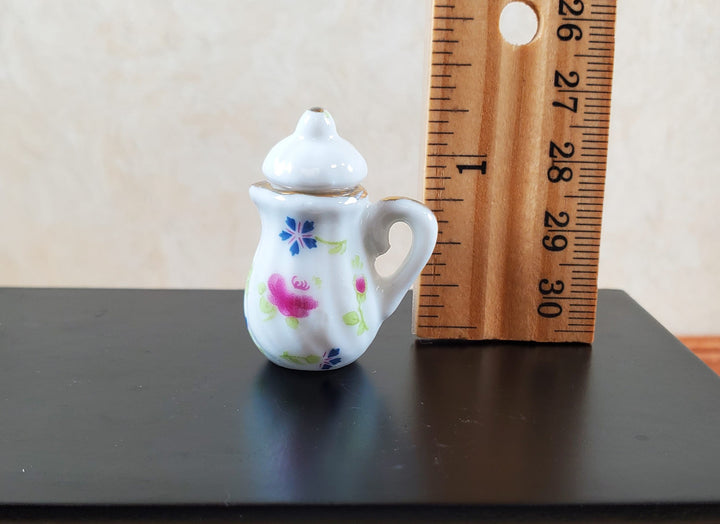 Dollhouse Coffee Set with Plates Ceramic English Posy 1:12 Scale Miniature