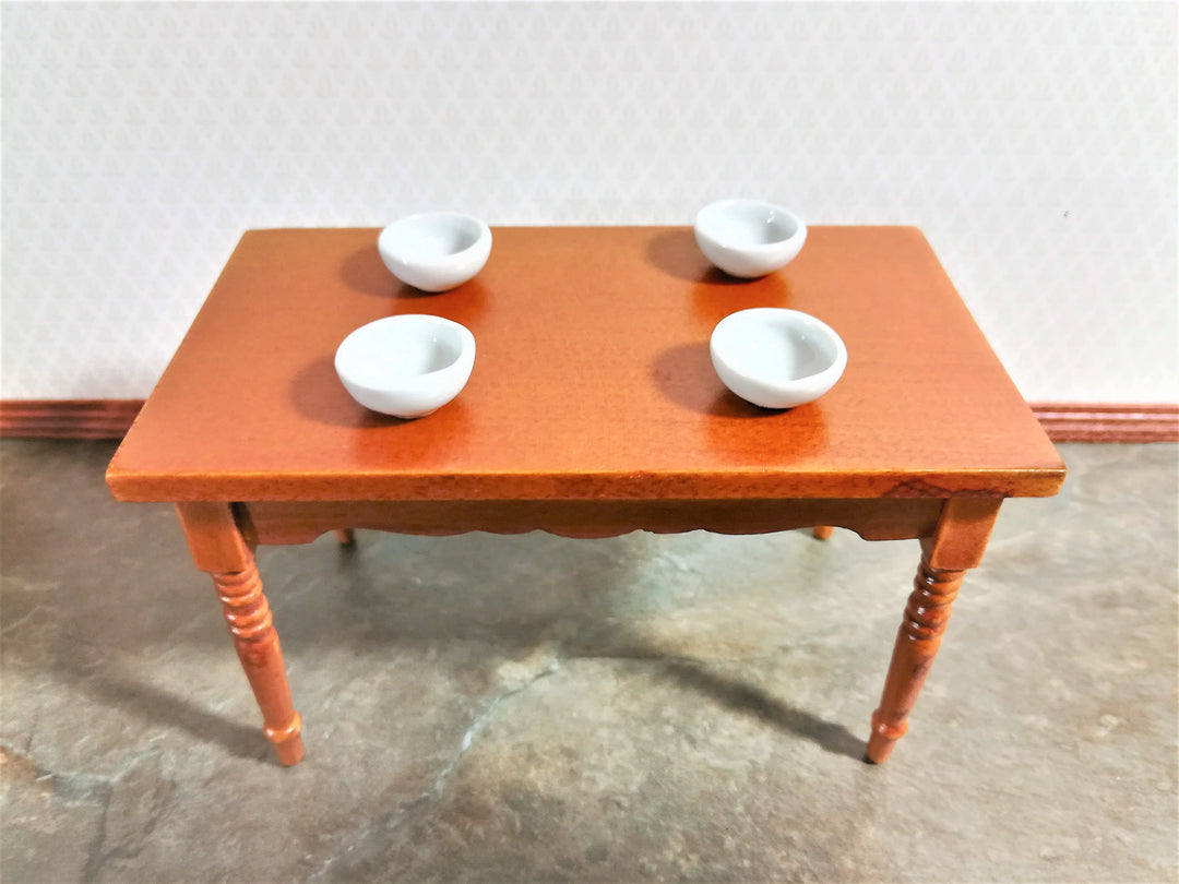 Dollhouse Miniature Ceramic Bowls x4 White Plain 1:12 Scale