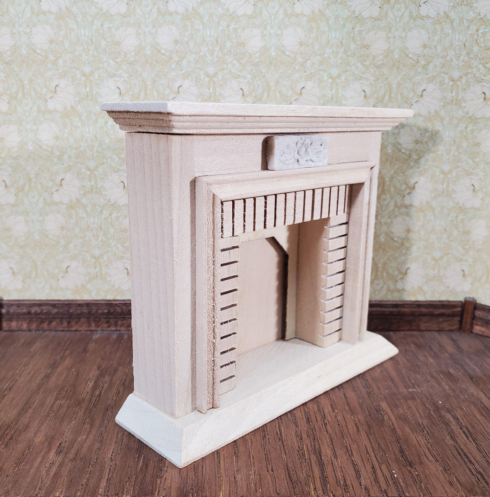 Dollhouse Small Fireplace Miniature Furniture DIY Unpainted Wood