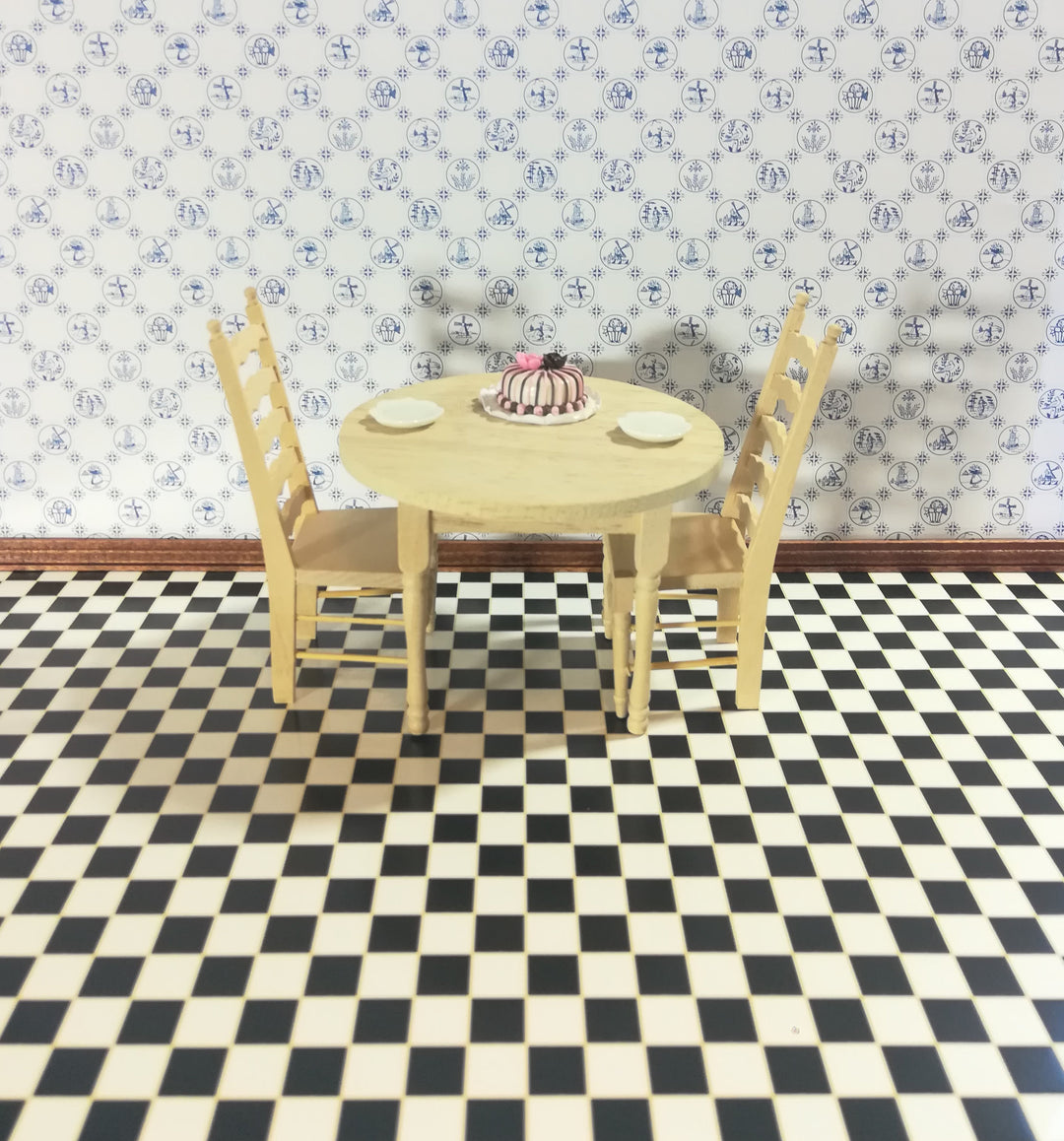 Dollhouse Miniature Tile Flooring Black & White Checked Squares 1:12 Scale Floor