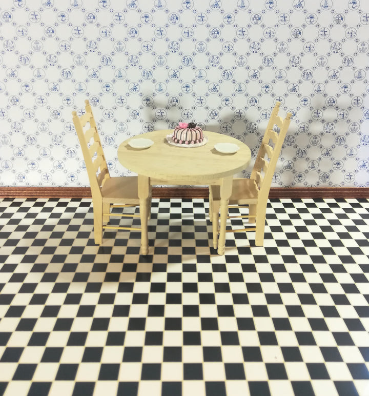 Dollhouse Miniature Tile Flooring Black & White Checked Squares 1:12 Scale Floor