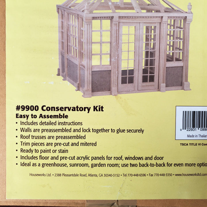 Conservatory Sunroom Greenhouse Kit by Houseworks 1:12 Scale Dollhouse Miniature #9900