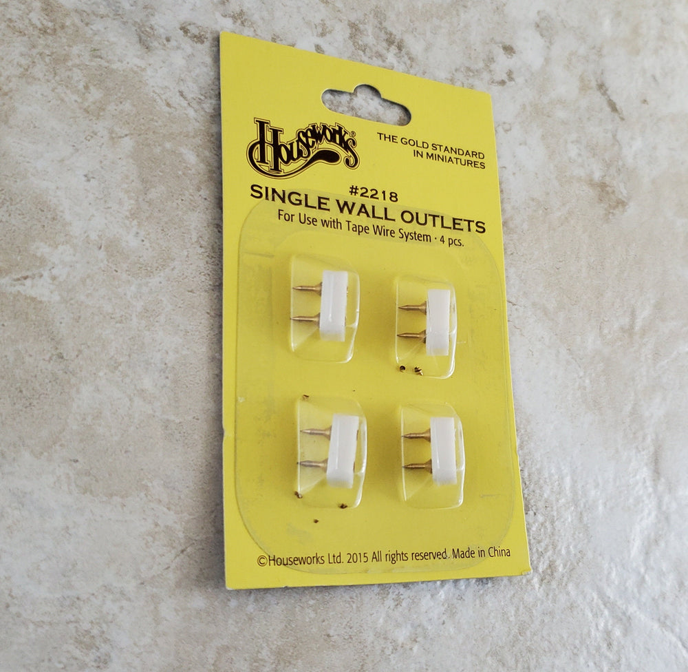 Dollhouse Miniature Outlet Wall Receptacle for 12 Volt Tape Wire Lights x4 1:12 Scale 2218