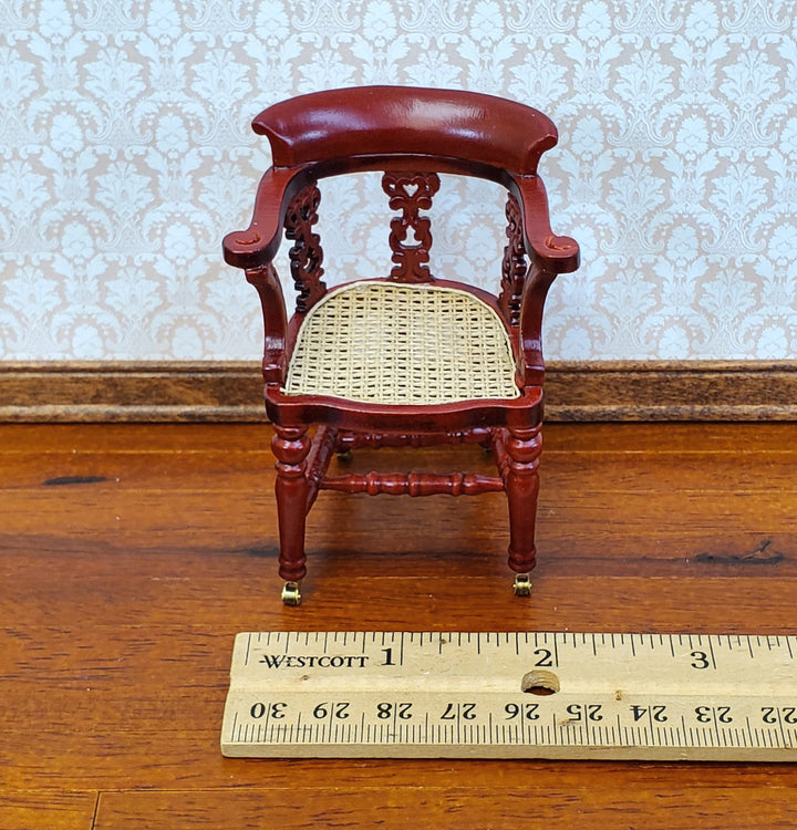 Dollhouse Dicken's Writing Chair Mahogany Finish Cane Seat 1:12 Scale Miniature Furniture