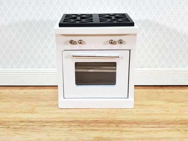 Dollhouse Kitchen Oven w/ Stove Top Modern White 4 Burners 1:12 Scale Miniature