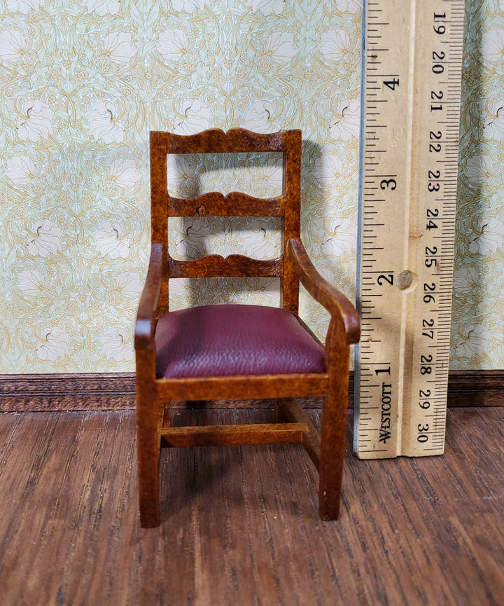 Dollhouse Arm Chair Faux Padded Leather Seat 1:12 Scale Miniature Furniture