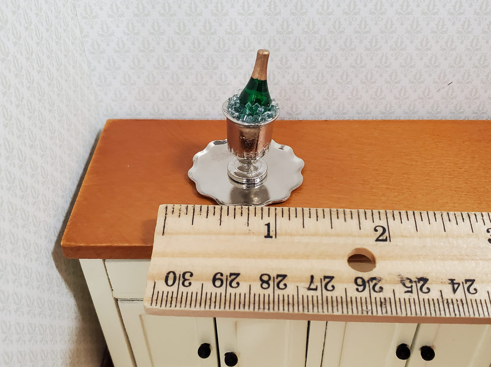 Dollhouse Miniature Champagne on Ice with Silver Tray1:12 Scale Drinks