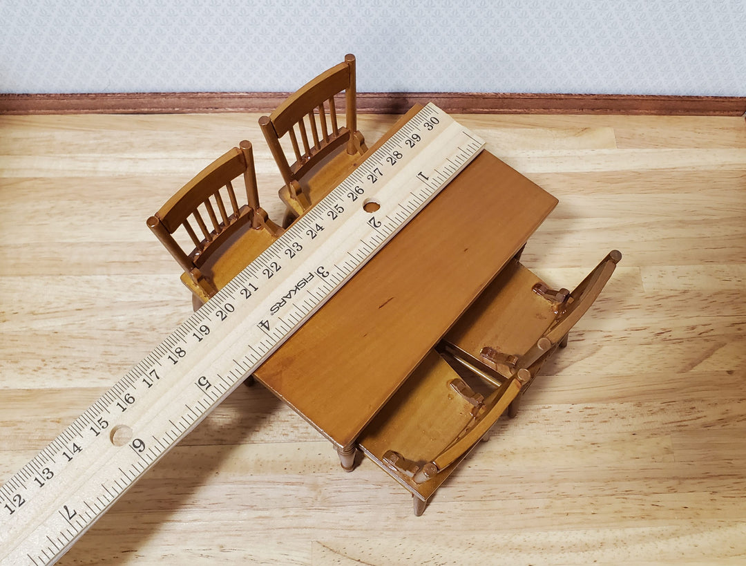 Dollhouse Kitchen Table & 4 Chairs Set Walnut Finish 1:12 Scale Furniture