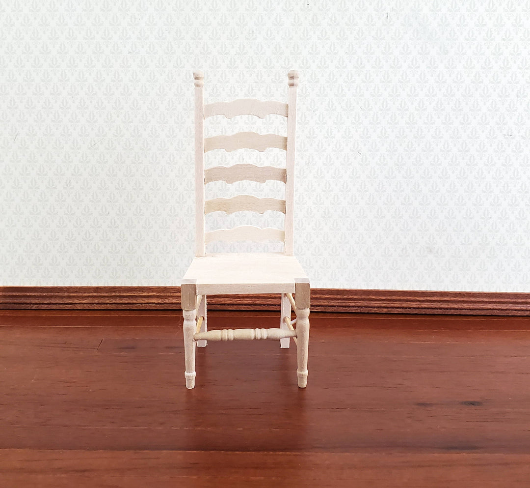 Dollhouse Ladderback Chair Unpainted for Kitchen or Dining Room 1:12 Scale
