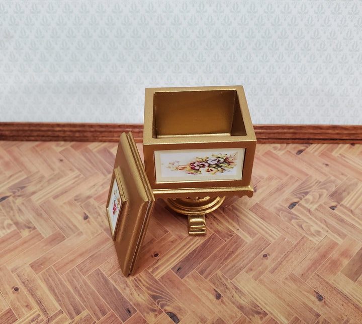 JBM Miniature Teapoy Tea Caddy Serving Table Box 1:12 Scale Miniature Furniture Gold Finish