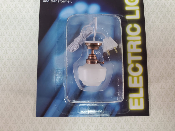 Dollhouse Schoolhouse Light Bronze Base White Shade 1:12 Scale 12 Volt Plug-in