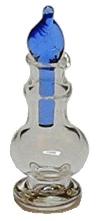 Miniature Glass Perfume Decanter with Blue Twist 1:12 Scale Dollhouse Decoration