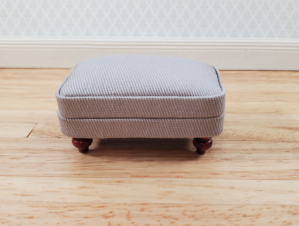 Dollhouse Miniature Footstool Ottoman Gray Fabric 1:12 Scale Miniature Furniture