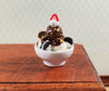 Dollhouse Ice Cream Chocolate Sundae in Round Ceramic Bowl LARGE Miniature Food