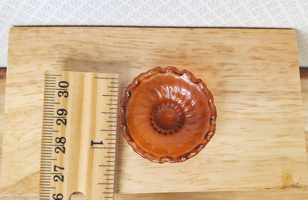 Dollhouse Large Amber Glass Round Platter 1:12 Scale Miniature Decor