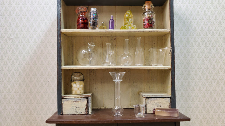 Dollhouse Miniature Mad Scientist Flask Jar Set Glass Beakers Funnel 1:12 Scale