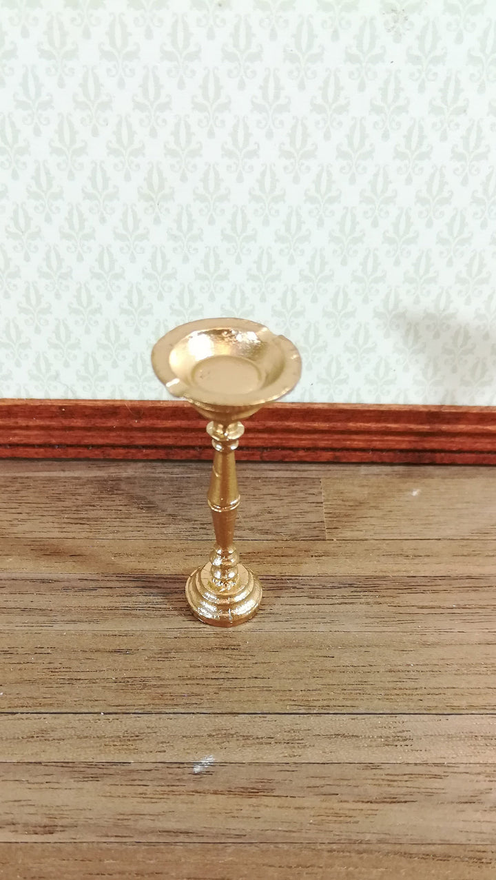 Dollhouse Miniature Ashtray Gold Metal Standing Pedestal 1:12 Scale