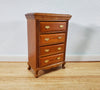 Dollhouse Dresser Chest Tall 4 Drawer 1:12 Scale Miniature Walnut Finish