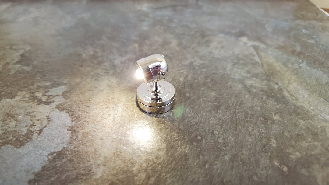 Dollhouse Spot Ceiling Light Silver Adjustable 1:12 Scale Battery Operated Modern