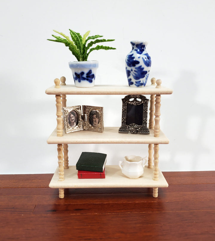 Dollhouse Bookshelf 3 Shelf Plant Stand or Bookcase 1:12 Scale Furniture Unfinished Unpainted