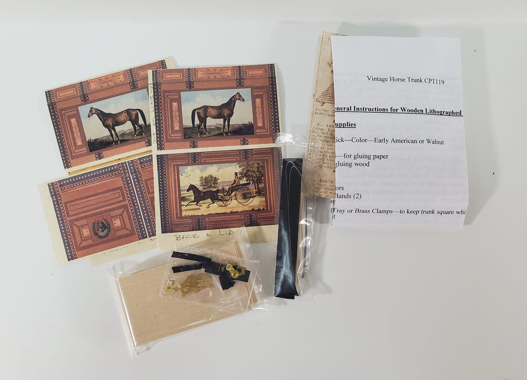 Dollhouse Miniature Trunk KIT Vintage Horse Theme 1:12 Scale Miniature Furniture