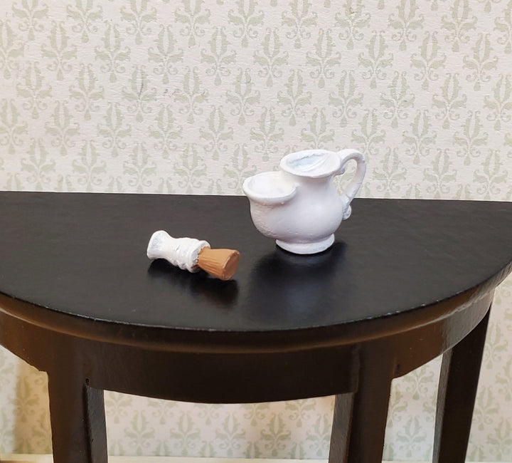 Dollhouse Shaving Mug with Brush Painted Metal Vintage Style 1:12 Scale Miniature Accessories