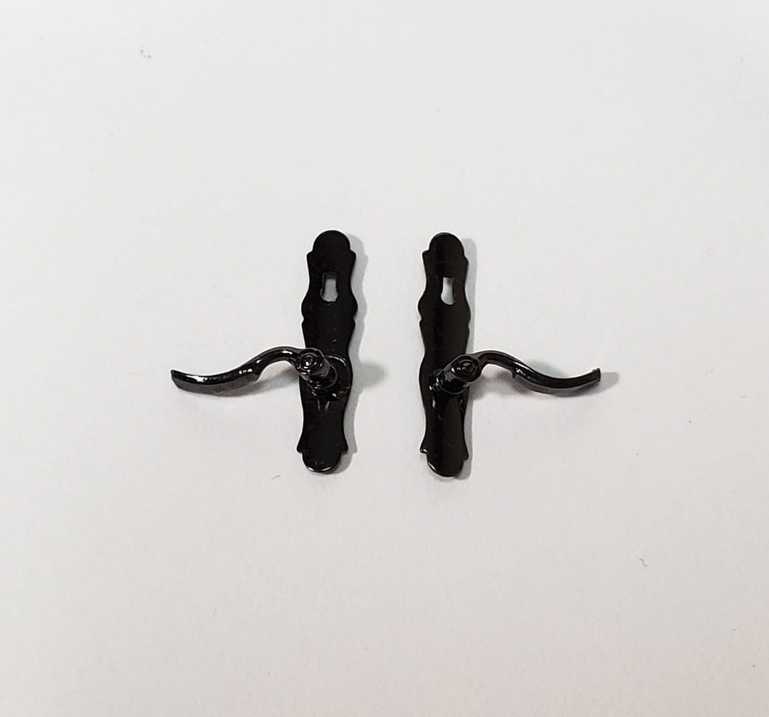 Dollhouse Door Handles x2 French Lever Style Dark Pewter 1:12 Scale CLA05581